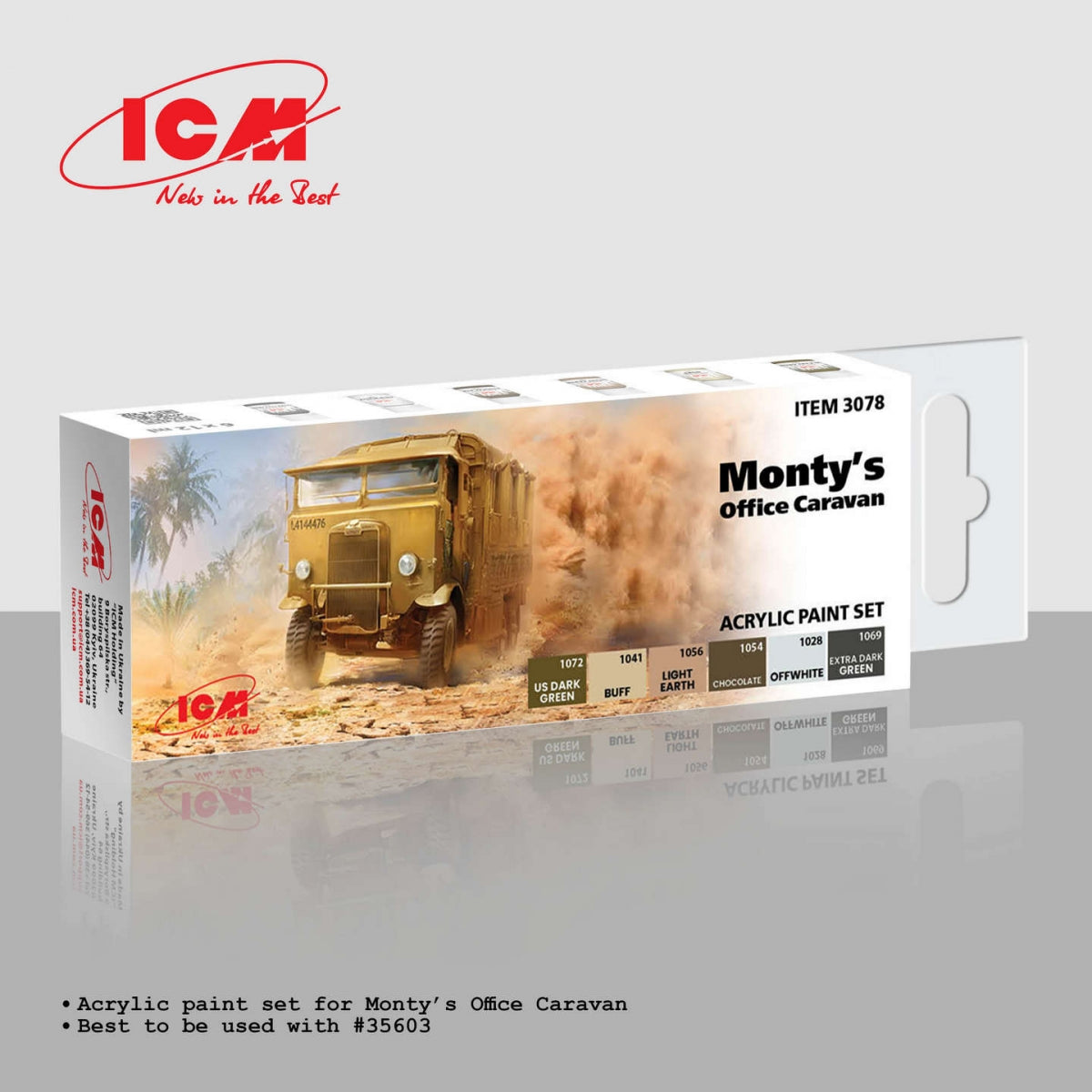 Ensemble de peinture acrylique ICM 3078 pour la caravane de bureau de Monty