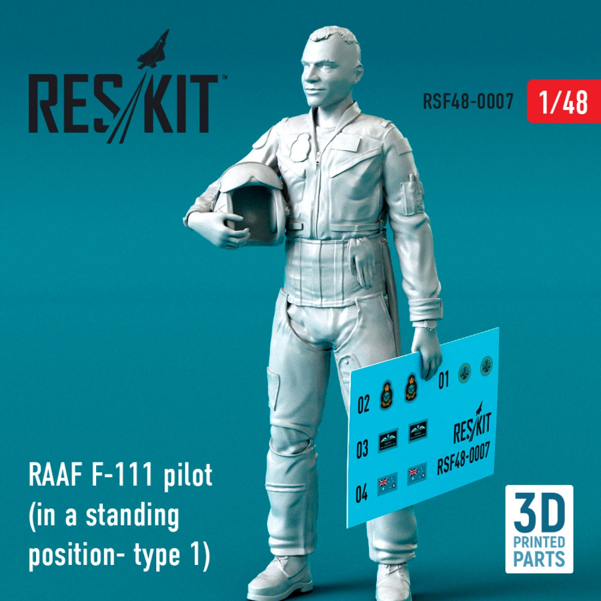 RESKIT RSF48-0007 PILOTE DE F-111 DE LA RAAF (EN POSITION DEBOUT - TYPE 1) (IMPRIMÉ EN 3D) 1/48