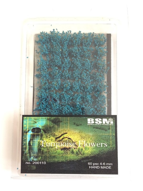 Bear's Scale Modeling 200110 Fleurs Turquoise 4-6mm (60 pièces)