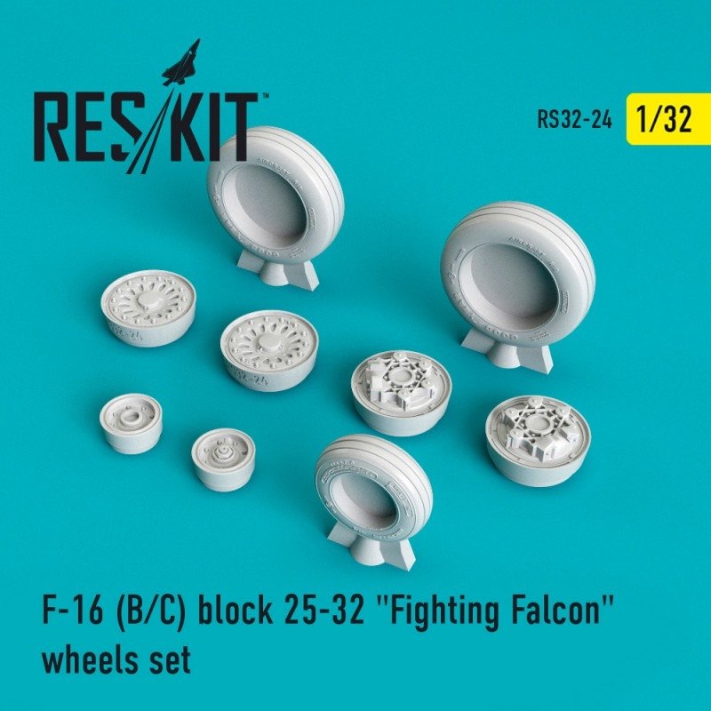 RESKIT RS32-0024 Jeu de roues F-16 (B/C) bloc 25-32 « Fighting Falcon » 1/32