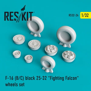 RESKIT RS32-0024 Jeu de roues F-16 (B/C) bloc 25-32 « Fighting Falcon » 1/32