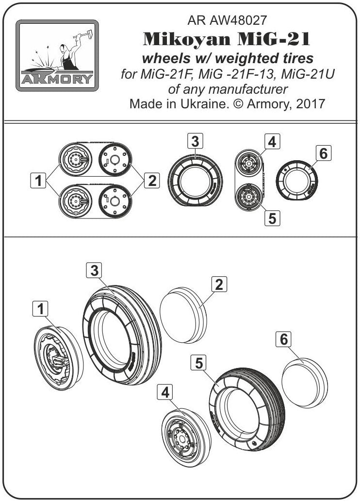Armory Models AW48027 Roues Fishbed pour Mikoyan MiG-21 avec pneus lestés, échelle 1/48 (début) – image 2