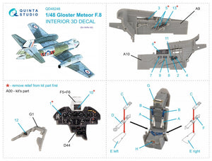 Intérieur imprimé en 3D et coloré sur papier décalcomanie Quinta Studio QD48246 Meteor F.8 (Airfix) 1/48 – image 2