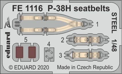 Ceintures de sécurité Eduard FE1116 P-38H en acier, échelle 1/48, Tamiya