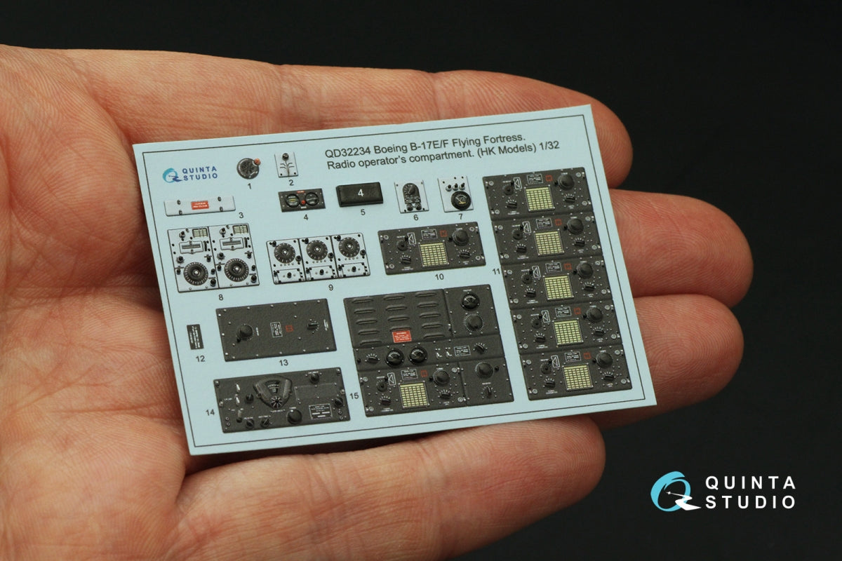 Quinta Studio QD32234 - Compartiment de l&amp;#39;opérateur radio pour Boeing B-17E/F. Intérieur coloré imprimé en 3D sur papier décalcomanie (HK models) à l&amp;#39;échelle 1/32. – Bild 6