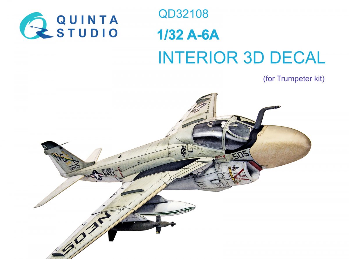 Intérieur imprimé en 3D et coloré sur papier décalcomanie Quinta Studio QD32108 A-6A Intruder (Trumpeter) 1/32