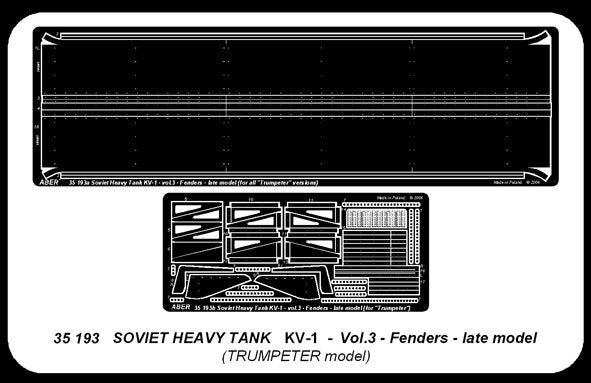 Aber 35193 Char lourd russe KV-1 - vol.3 - ensemble supplémentaire - ailes, modèle tardif (1/35) – imagen 5