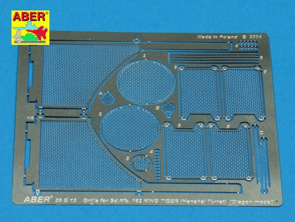 Grilles Aber 35G13 pour char allemand Sd.Kfz.182 King Tiger (Tourelle Henshel) (1/35)