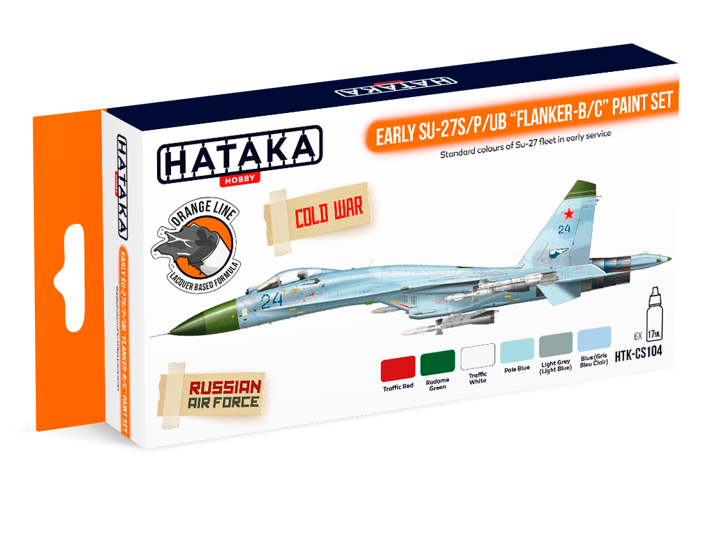 Kit de peinture Hataka HTK-CS104 Early Su-27S/P/UB « Flanker-B/C » (6 x 17 ml)