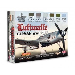 Coffret de peinture acrylique Lifecolor CS07 - Avions allemands de la Seconde Guerre mondiale (lot de 2, 6 x 22 ml)