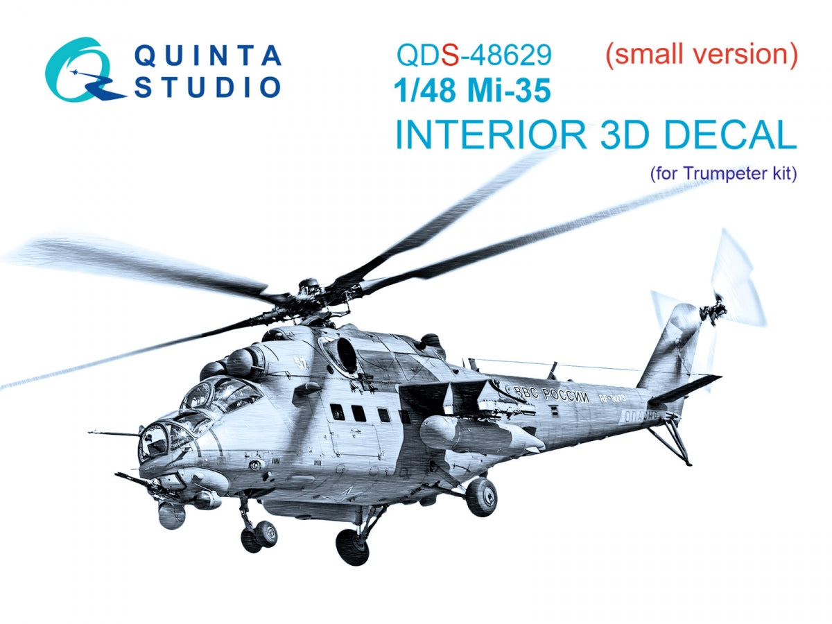 Quinta Studio QDS-48629 Mi-35 3D-Printed & coloured Interior on decal paper (Trumpeter) (Small version) 1/48