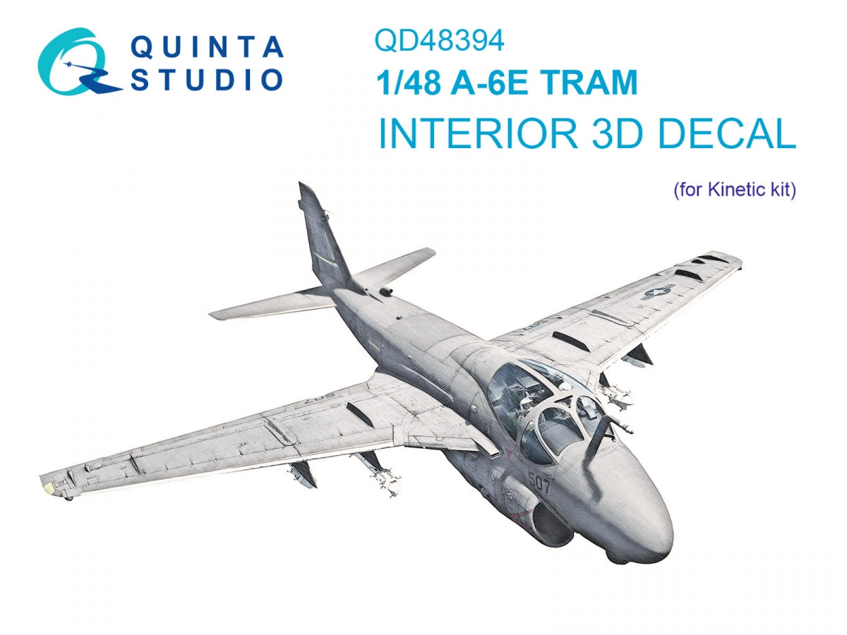 Quinta Studio QD48394 A-6E TRAM 3D-Printed &amp; colored Interior on decal paper (Kinetic) 1/48