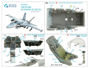 Intérieur imprimé en 3D et coloré sur papier décalcomanie Quinta Studio QD48259 F/A-18E (HobbyBoss) 1/48  – Bild 2