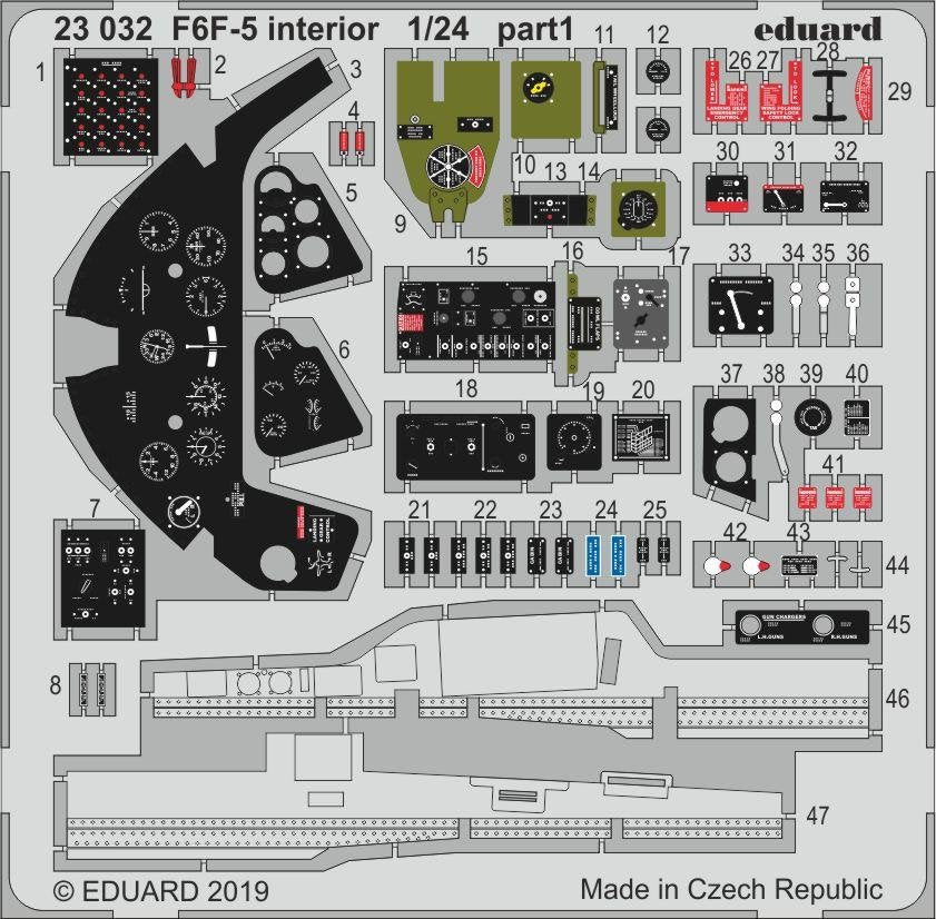 Maquette intérieure Eduard 23032 F6F-5 AIRFIX 1/24
