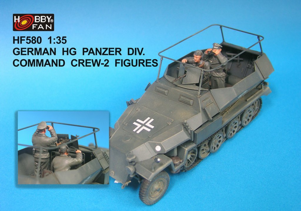 Hobby Fan HF580 ÉQUIPAGE DE COMMANDEMENT DE LA DIVISION DE PANZER HG ALLEMANDE - 2 FIGURINES