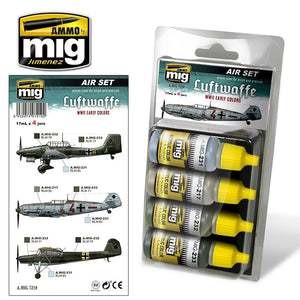 Munitions pour Mig Jimenez 7210 LUFTWAFFE Seconde Guerre mondiale, couleurs du début de la Seconde Guerre mondiale, 4 x 17 ml