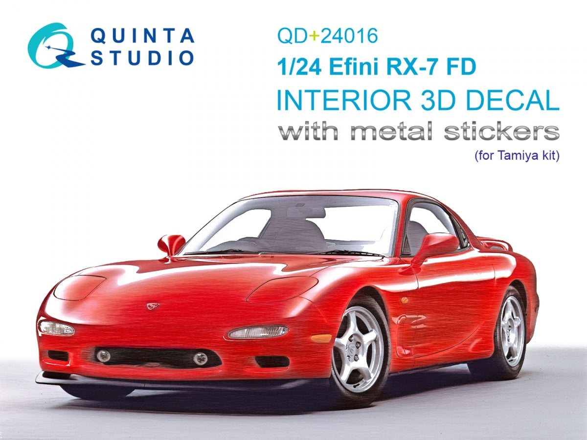 Intérieur imprimé en 3D et coloré sur papier décalcomanie (Tamiya) (avec pièces métalliques autocollantes) Quinta Studio QD+24016 Efini RX-7FD 1/35 