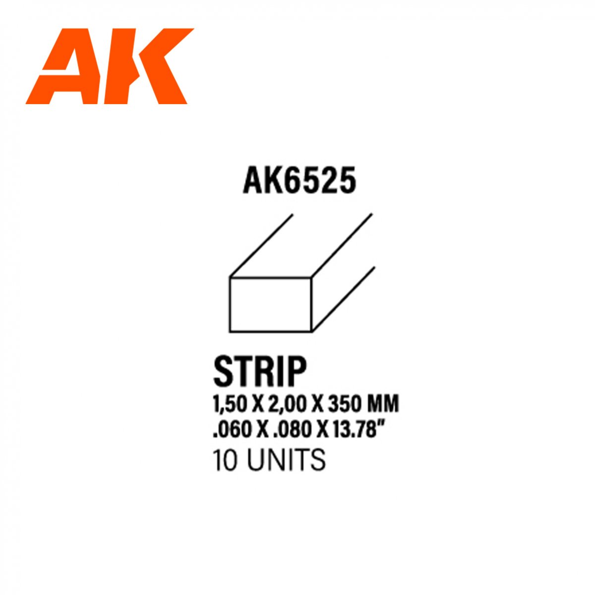 AK Interactive AK6525 BANDES 1,50 X 2,00 X 350MM – BANDE DE STYRÈNE – (10 UNITÉS) 