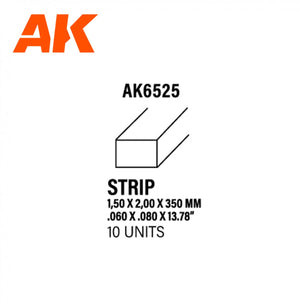 AK Interactive AK6525 BANDES 1,50 X 2,00 X 350MM – BANDE DE STYRÈNE – (10 UNITÉS)