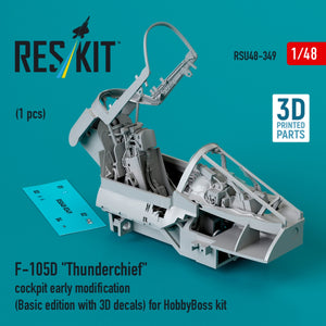 RESKIT RSU48-0349 F-105D « Thunderchief » cockpit modification précoce (édition de base avec décalcomanies 3D) pour kit HobbyBoss (impression 3D) 1/48  – immagine 2