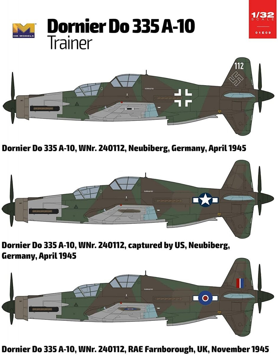 Maquette HK Models 01E009 Dornier Do 335 A-10 Trainer 1/32 – imagen 3