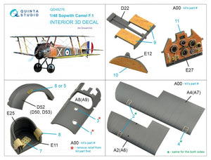 Intérieur imprimé en 3D et coloré sur papier décalcomanie Quinta Studio QD48276 Sopwith Camel F.1 (Eduard) 1/48 – imagen 11