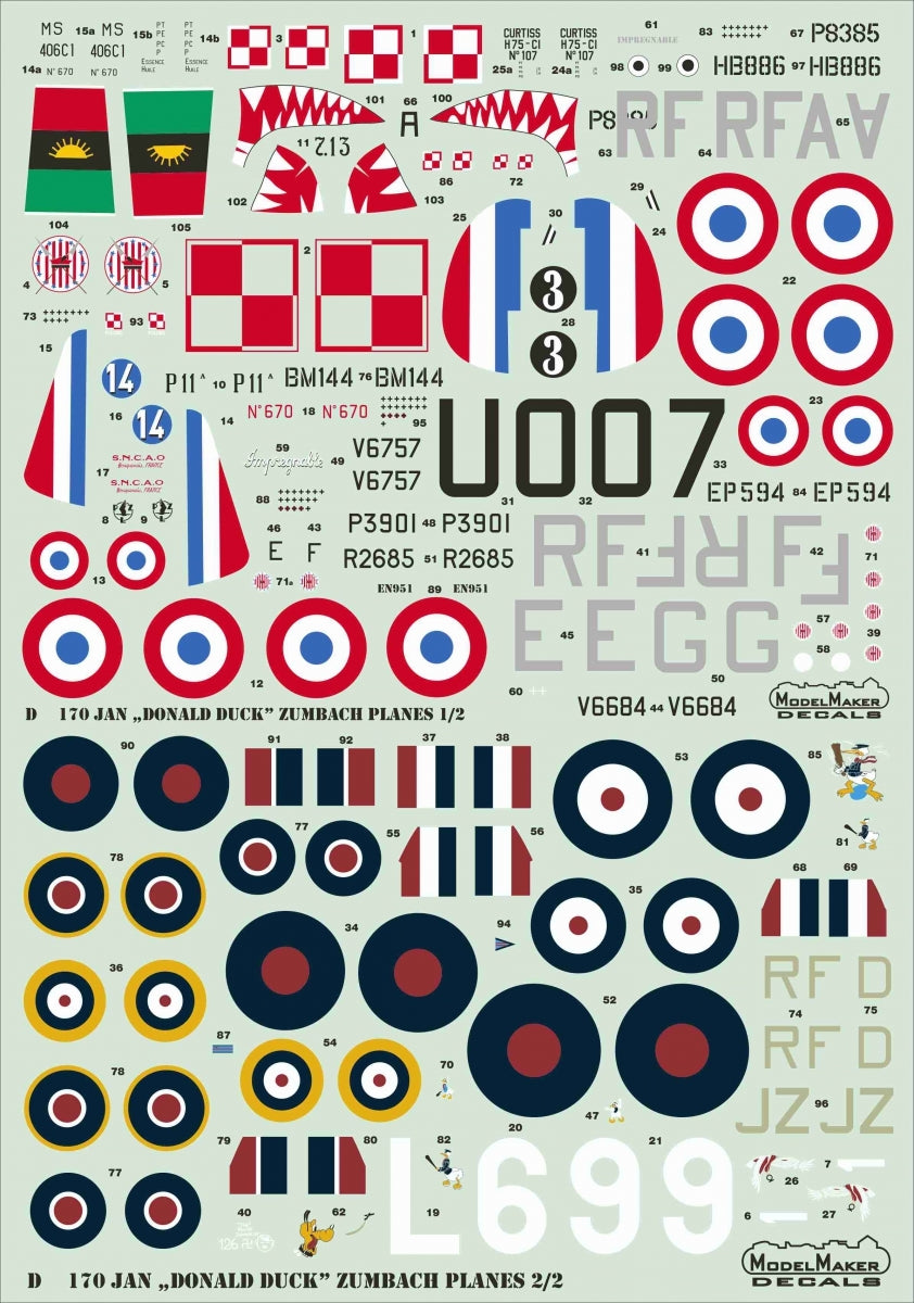 ModelMaker Decals D48170 Jan &amp;quot;Donald Duck&amp;quot; Avions Zumbach 1/48 – Bild 2