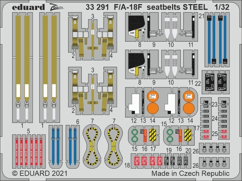 Ceintures de sécurité Eduard 33291 F/ A-18F en acier Revell 1/32