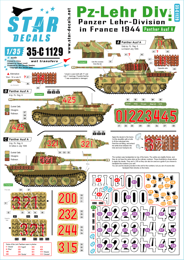 Star Decals 35-C1129 Panzer-Lehr Division n° 2 1/35