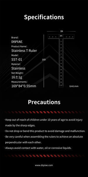 DSPIAE SST-01 Stainless Steel T-Ruler – zdjęcie 9