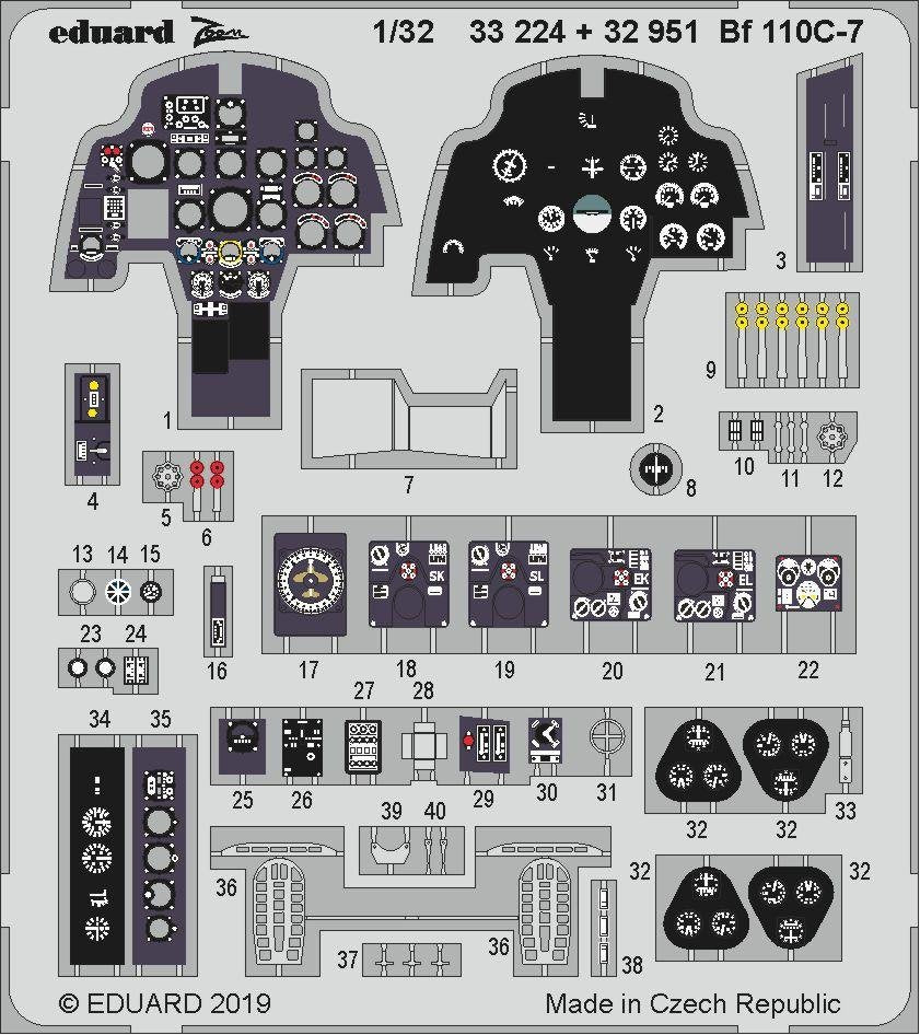 Intérieur du Bf 110C-7 Eduard 32951 REVELL 1/32