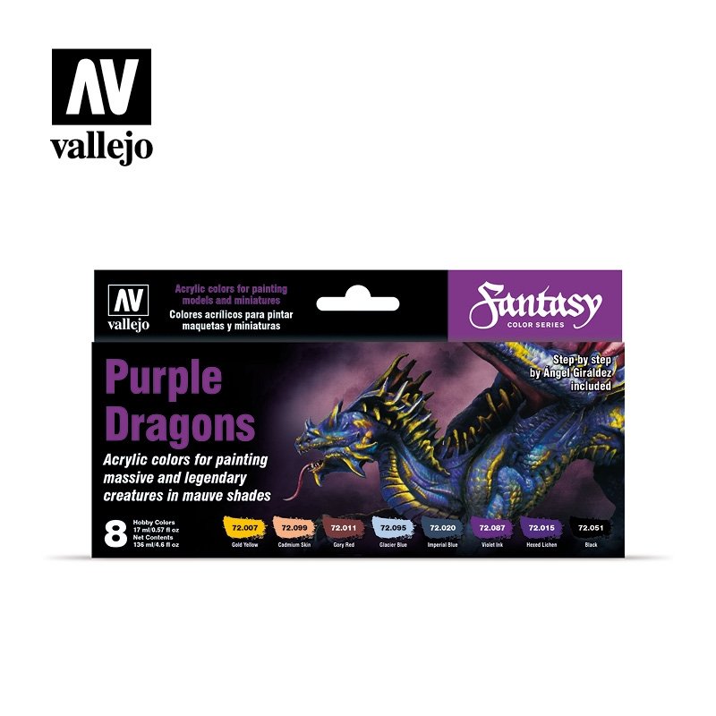 Coffret de peinture Vallejo 72305 Dragons Pourpres, 8 x 17 ml