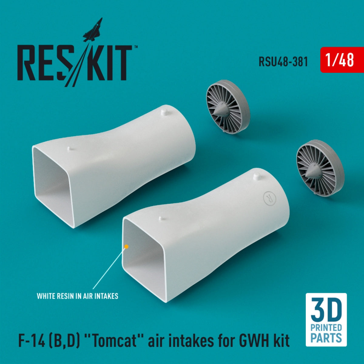 RESKIT RSU48-0381 Prises d'air F-14 (B,D) Tomcat pour kit GWH (Impression 3D) 1/48