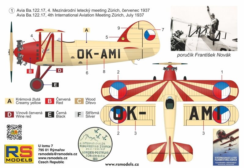RS Models 94018 Avia Ba.122 - Zurich 1937 - Frantisek Novak 1/72 – Bild 2
