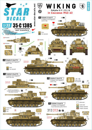 Star Decals 35-C1385 Wiking n° 6. 5. SS-Wiking dans le Caucase 1942-43. Pz IV Ausf F, Pz IV Ausf F2 et Pz IV Ausf G 1/35