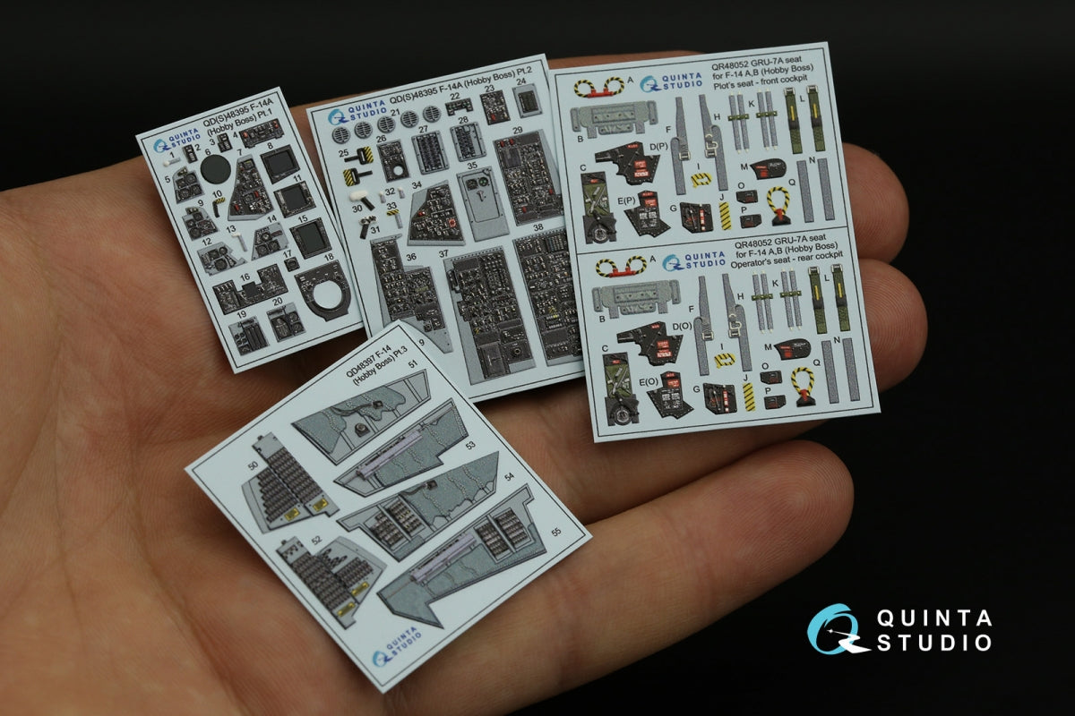 Intérieur imprimé en 3D et coloré sur papier décalcomanie Quinta Studio QD48395 F-14A (Hobby Boss) 1/48 – immagine 3
