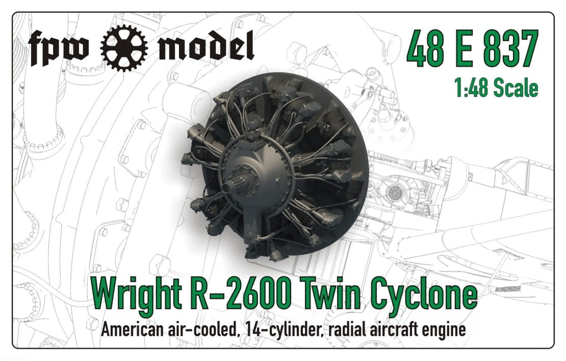 Maquette FPW 48E837 Wright R-2600 Twin Cyclone (fixe) 1/48 