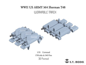 Maquette ET P35-083 Char Sherman M4 T48 de l&amp;#39;armée américaine (Seconde Guerre mondiale) avec bec de canard (Type 2), chenilles fonctionnelles (impression 3D), échelle 1/35