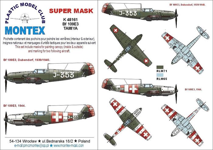 Montex K48161 Bf 109E3 (Suisse) 1/48