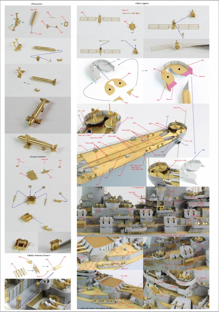 Pontos 23004F1 USS BB-61 Iowa 1944 Ensemble de détails (Pont en bois teinté teck) (1/200) – immagine 27
