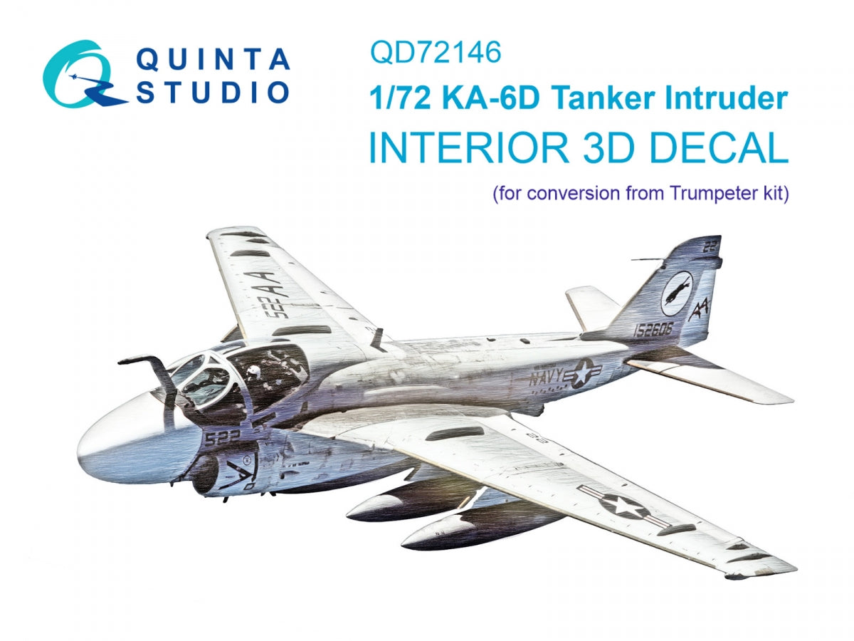 Intérieur coloré imprimé en 3D sur papier décalcomanie (conversion de Trumpeter) par Quinta Studio QD72146 KA-6D Intruder, échelle 1/72