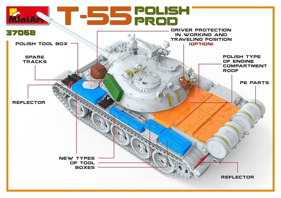MiniArt 37068 T-55 PRODUCTION POLONAISE 1/35 – immagine 15