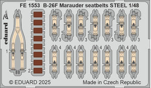Eduard FE1553 B-26F Marauder seatbelts STEEL ICM 1/48