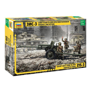 Zvezda 3671 Canon antichar soviétique Zis-3 de 76 mm avec équipage, échelle 1/35