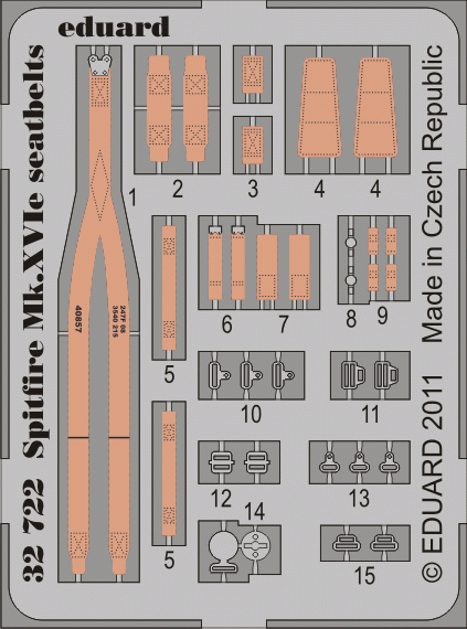 Ceintures de sécurité Eduard 32722 Spitfire Mk. XVIe Tamiya 1/32