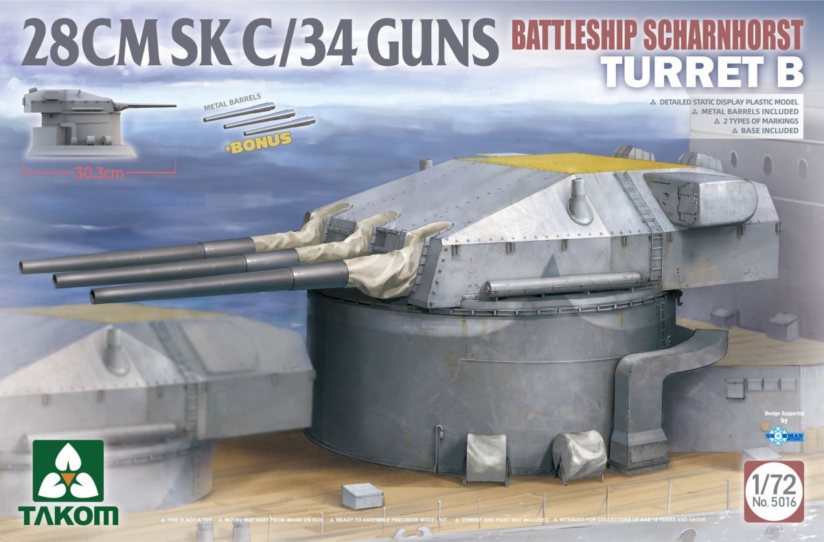 Takom 5016 28 cm SK C/34 Cuirassé Scharnhorst Tourelle B 1/72