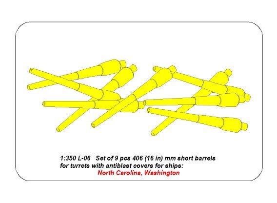 Aber 350L-06 Ensemble de 9 canons courts de 406 mm pour navires américains destinés aux tourelles sans protection anti-explosion : North Carolina, Washington (1/350) – image 6