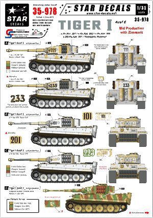 Star Decals 35-978 Tiger I Ausf E Production moyenne 1/35