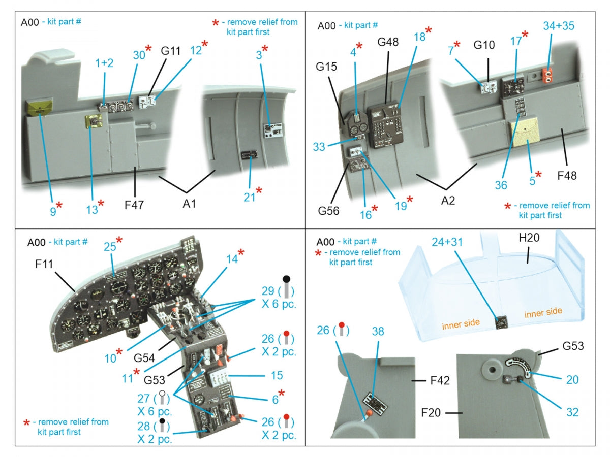 Quinta Studio QD48494 B-26B/C Marauder Intérieur coloré imprimé en 3D sur papier décalcomanie (ICM) 1/48 – Bild 3