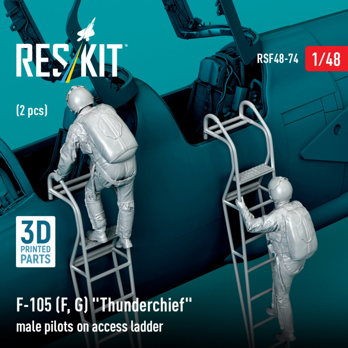 RESKIT RSF48-0074 F-105 (F, G) &amp;quot;Thunderchief&amp;quot; male pilots on access ladder (2 pcs) (3D Printed) 1/48 – zdjęcie 2